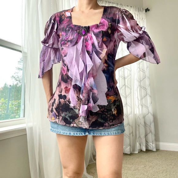 Y2K ruffled boho top - Picture 3 of 5